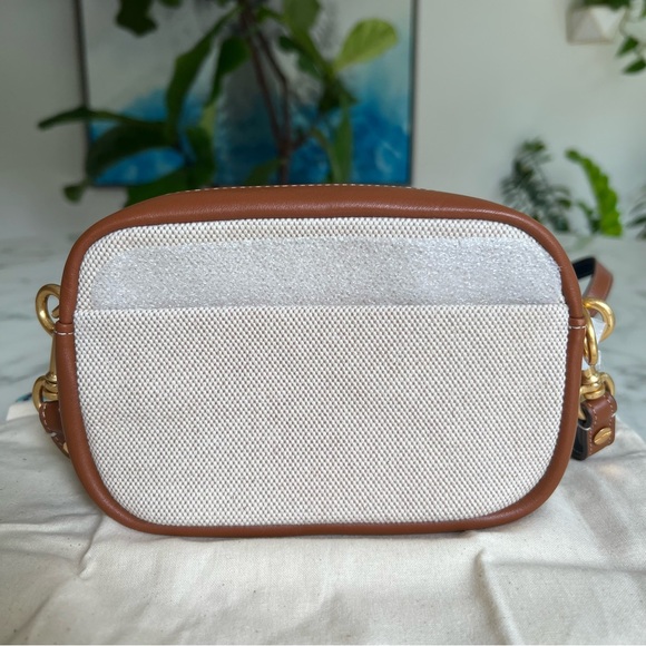 NWOT Tory Burch Perry Bombe Canvas Colorblock Mini Bag Multi Striped Leather - Picture 2 of 12